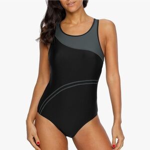 Womens One Piece Swimsuit Athletic Bathing Suits Training Sport Swimwear NWT L